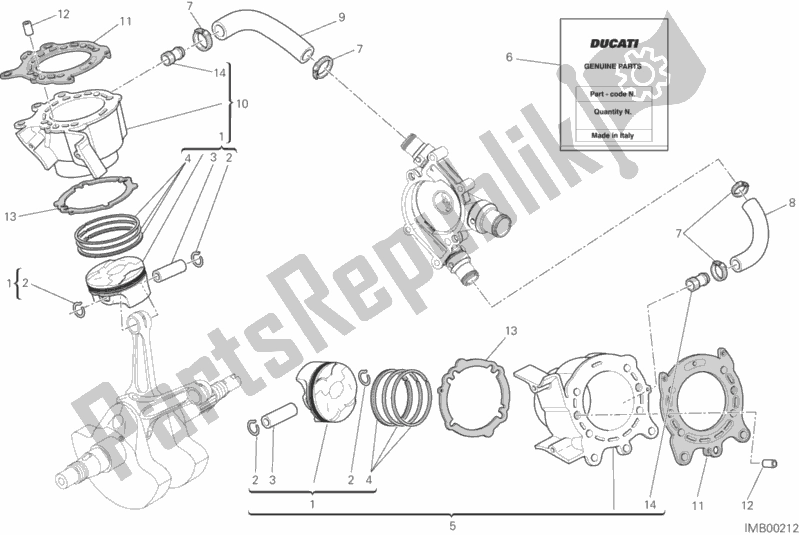 All parts for the Cylinders - Pistons of the Ducati Monster 821 Stealth USA 2020